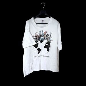 Vintage 1992 Human-i-Tees Earth Nature T-Shirt XL White Anvil USA